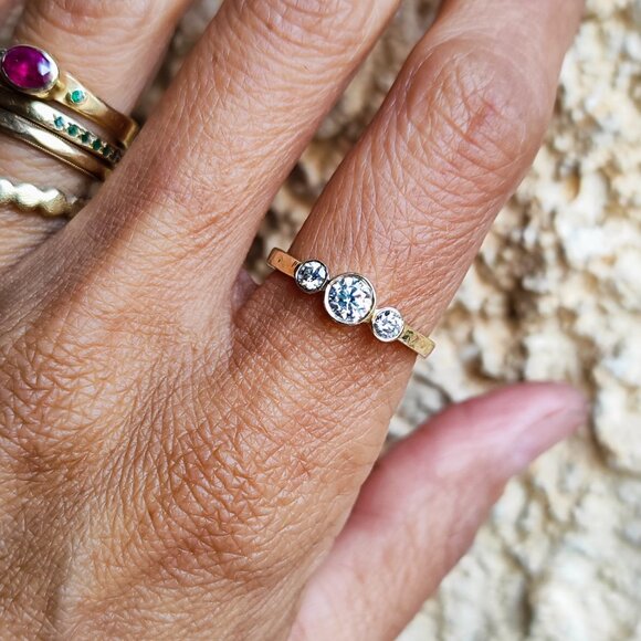 Engagement ring women. 14k solid yellow gold ring with Half a carat Diamonds. - Picture 10 of 10